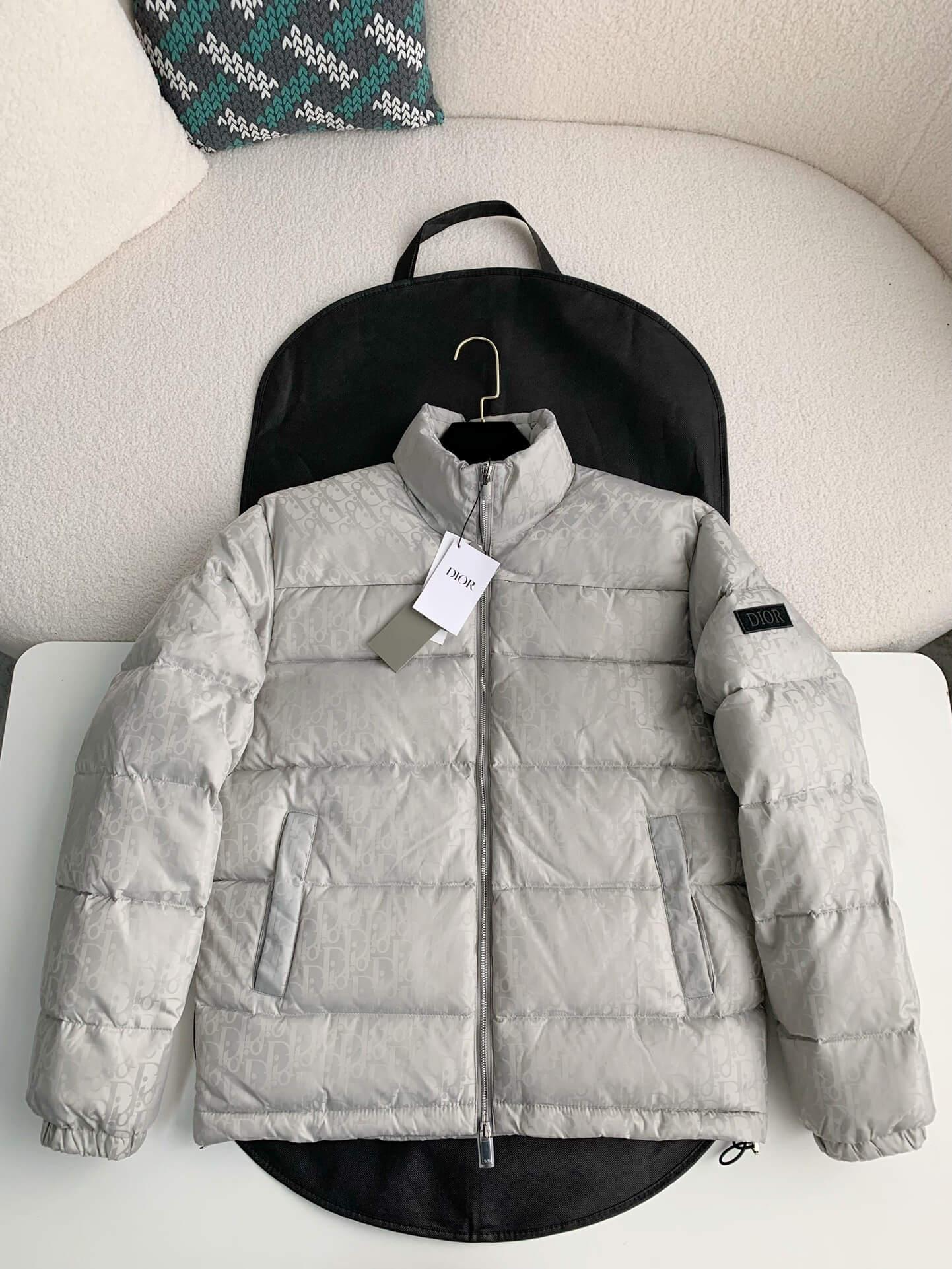 Dior Oblique Down Jacket - Silver - tntwear1