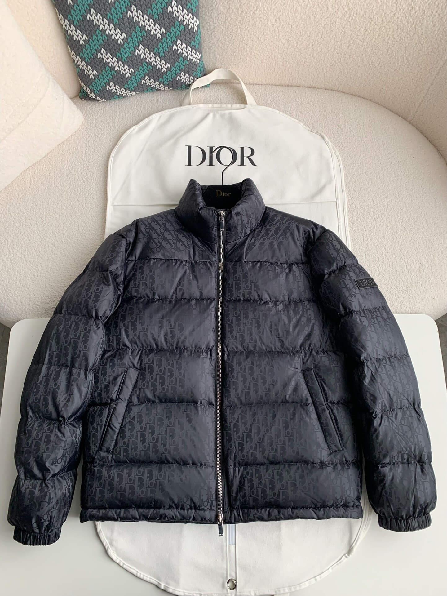 Dior Oblique Technical Jacquard Black Down Jacket - tntwear1