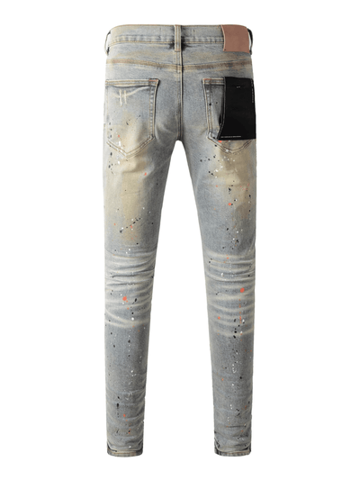 Blue Washed Ripped Patch Jeans
