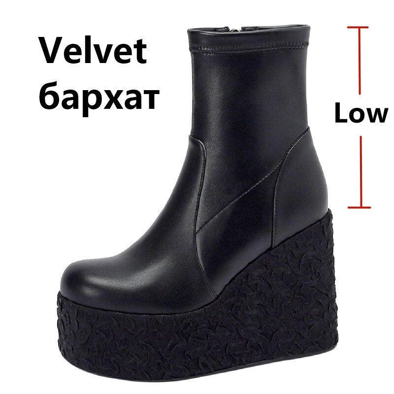 Newest Women Ankle Boots Autumn Winter Fashion Punk Style High Platforms Wedges Heels Shoes Party Night Club - tntwear1