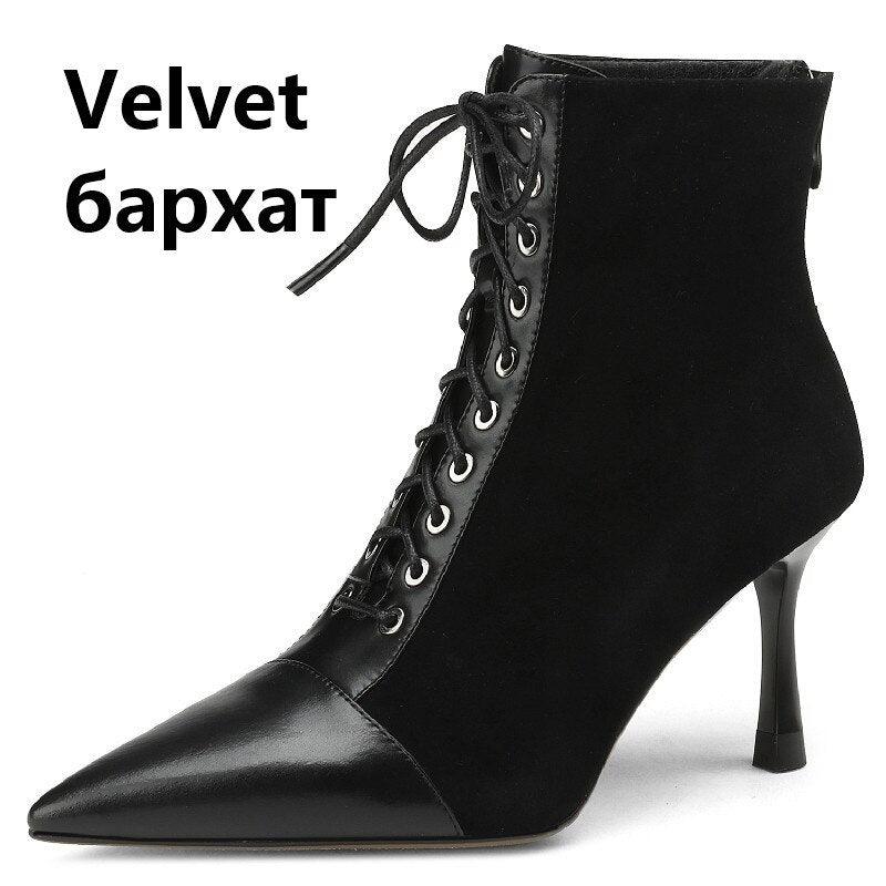 Elegant Women Ankle Boots Pointed Toe Thin High Heels - tntwear1