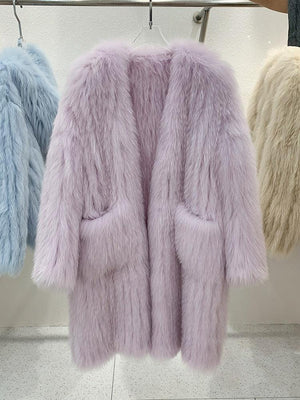 Fox Fur Knited Coat Women Winter High Quality Luxury Fur Jacket - tntwear1