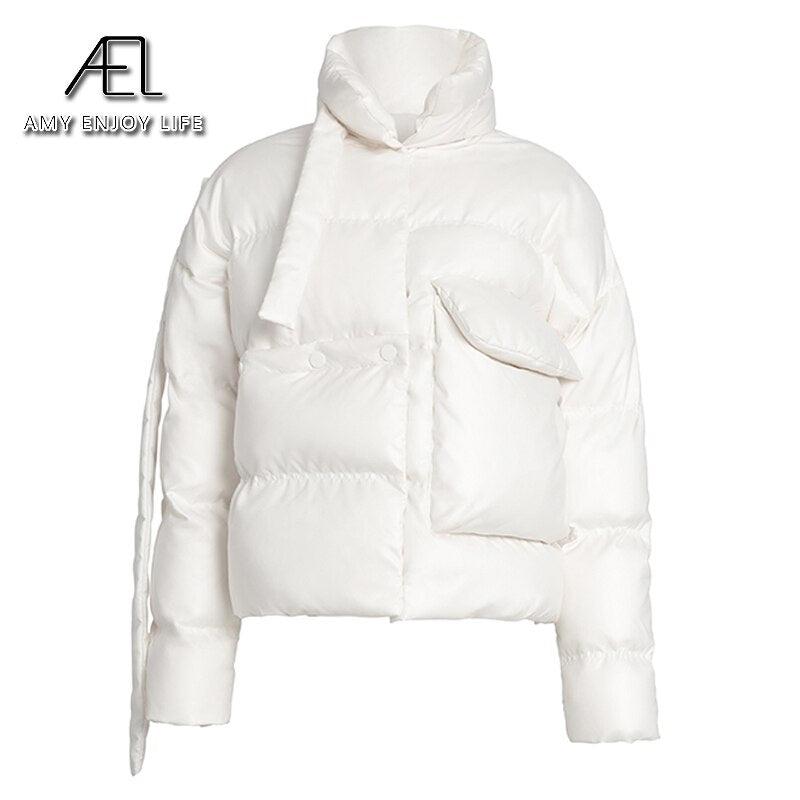 Short White Duck Down Jacket New Women's Asymmetric Short Coat - tntwear1