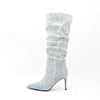 Womens Ethnic Denim Jeans Mid Calf Boots - tntwear1