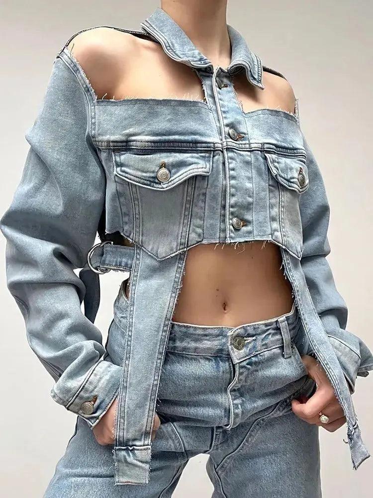 Glasgow Cropped Denim Jacket - tntwear1