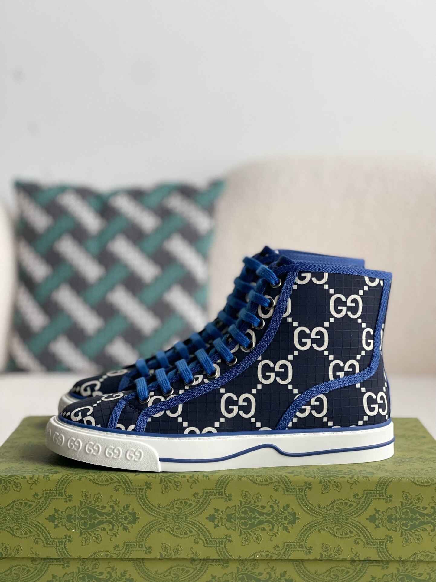 Gucci Tennis 1977 High-Top Blue Sneaker