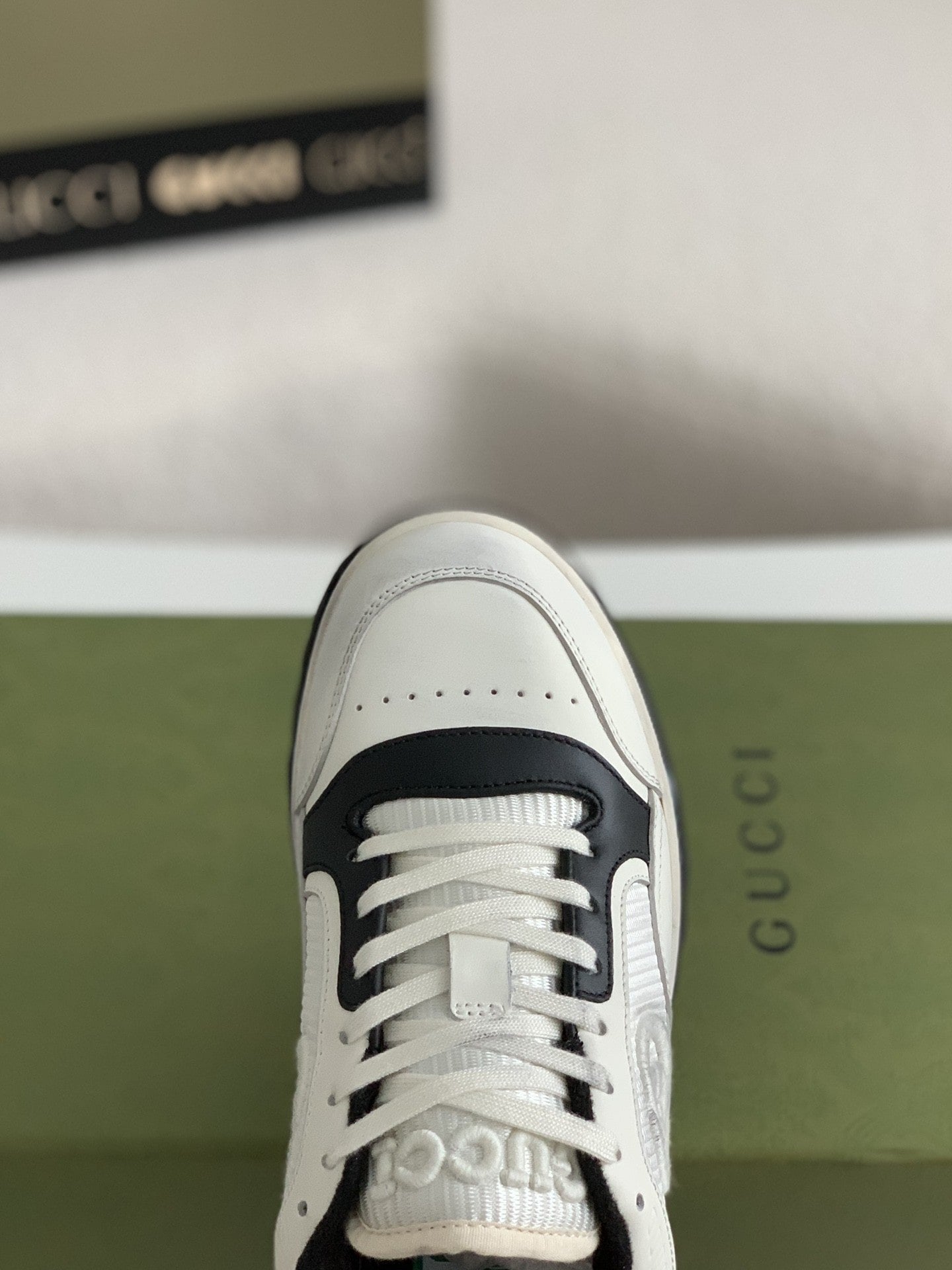 Gucci Mac80 White Black Leather Sneakers