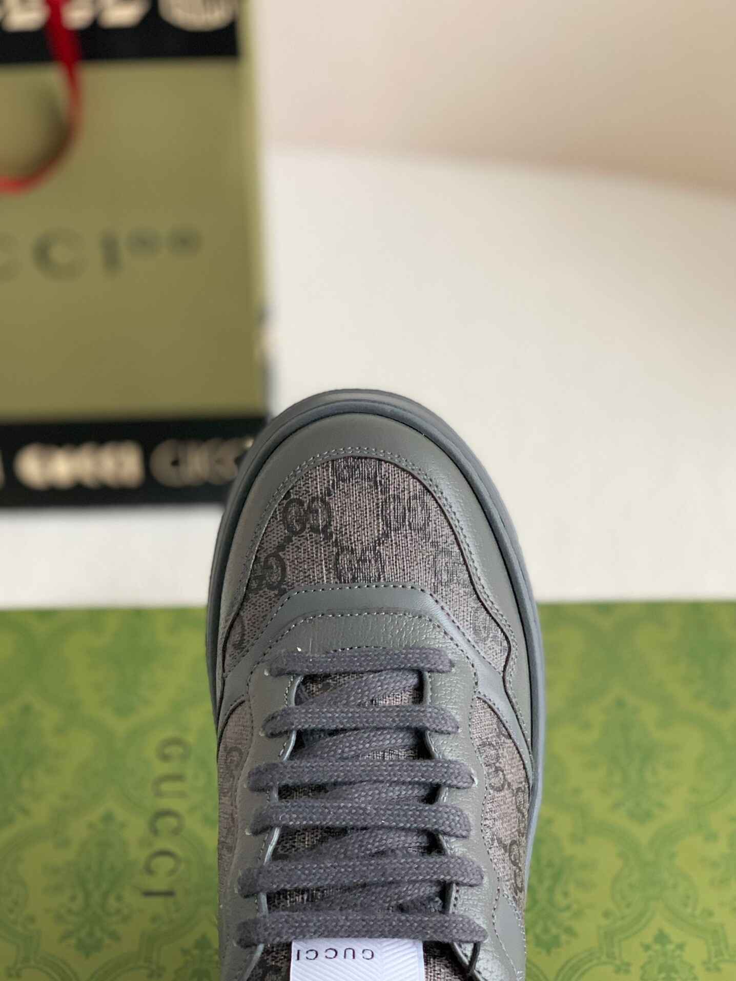 Gucci GG Monogram Chunky Gray Lace Up Sneakers