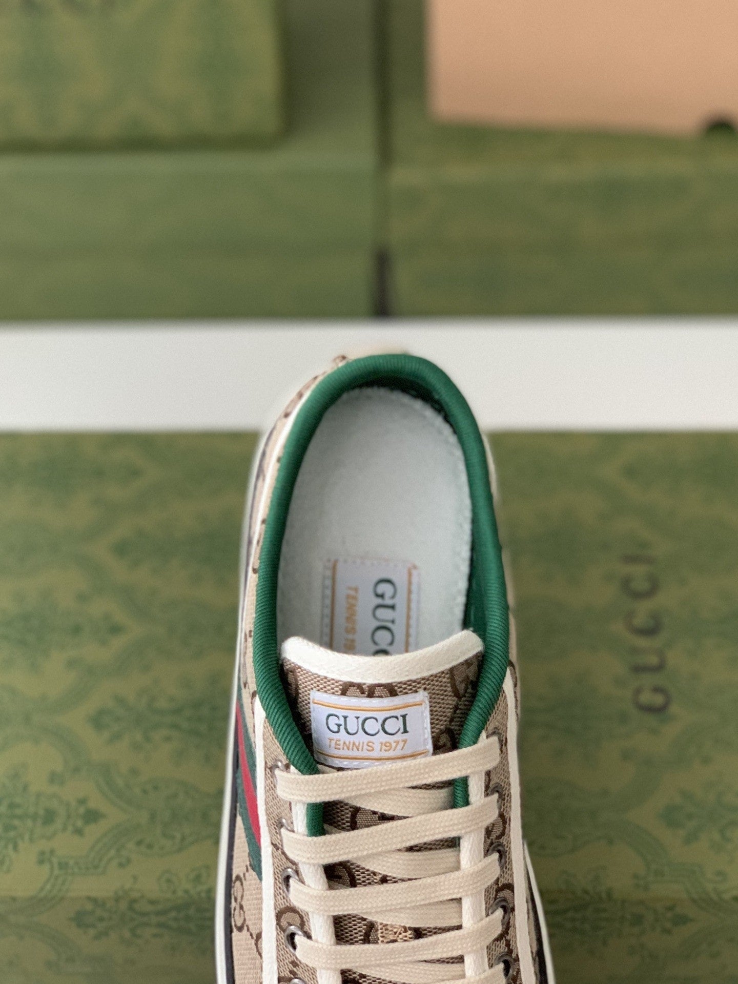 Gucci GG Tennis 1977 Beige Trainer Low-Top Sneakers.