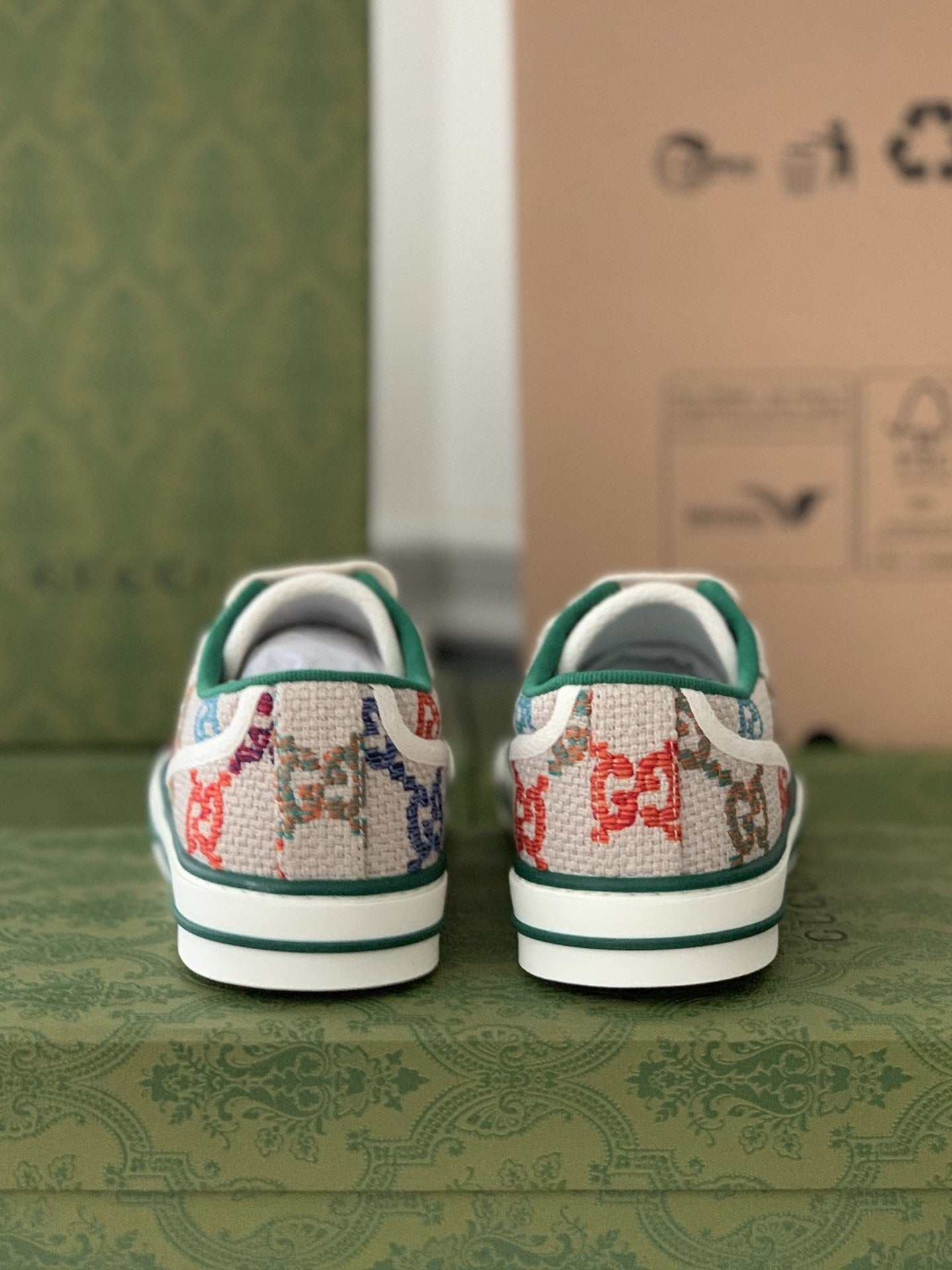 Gucci GG Tennis 1977 White Multicolour Trainer Low-Top Sneakers.