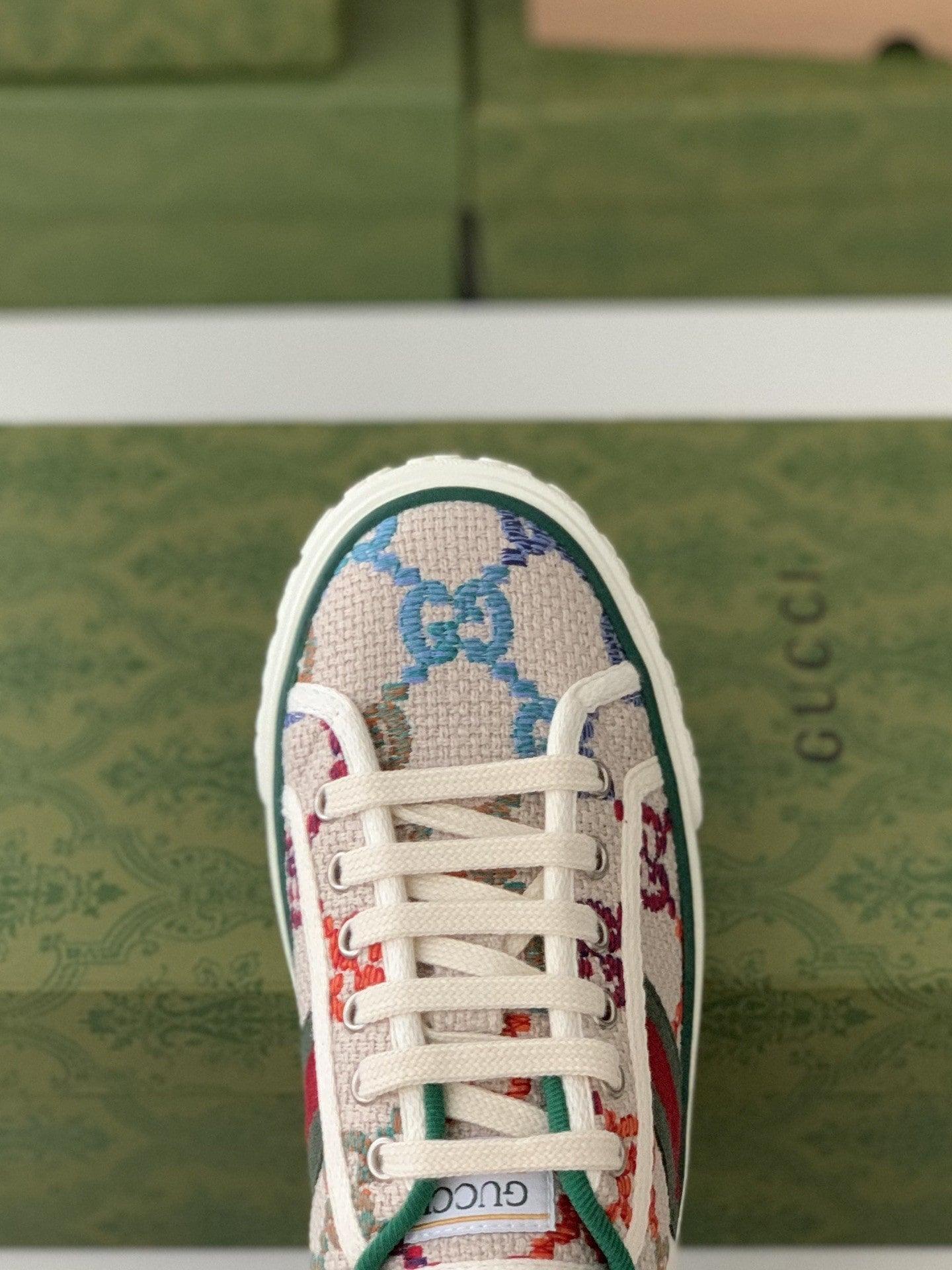 Gucci GG Tennis 1977 White Multicolour Trainer Low-Top Sneakers.