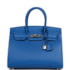 Birkin Sellier 30 Bleu France Epsom Palladium Hardware - tntwear1