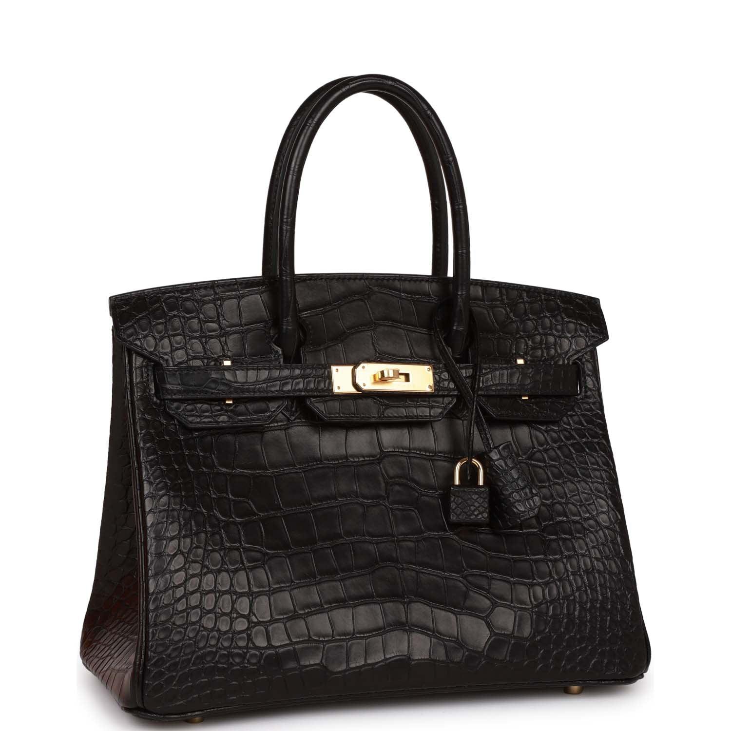 Birkin 30 Black Matte Alligator Gold Hardware - tntwear1