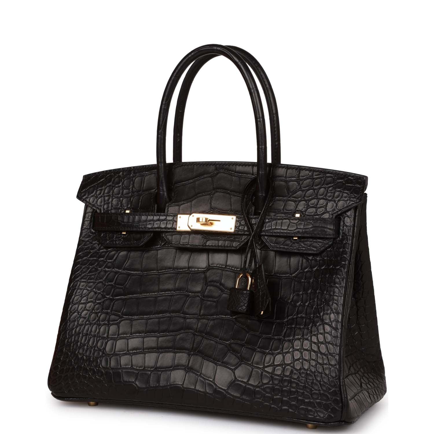 Birkin 30 Black Matte Alligator Gold Hardware - tntwear1