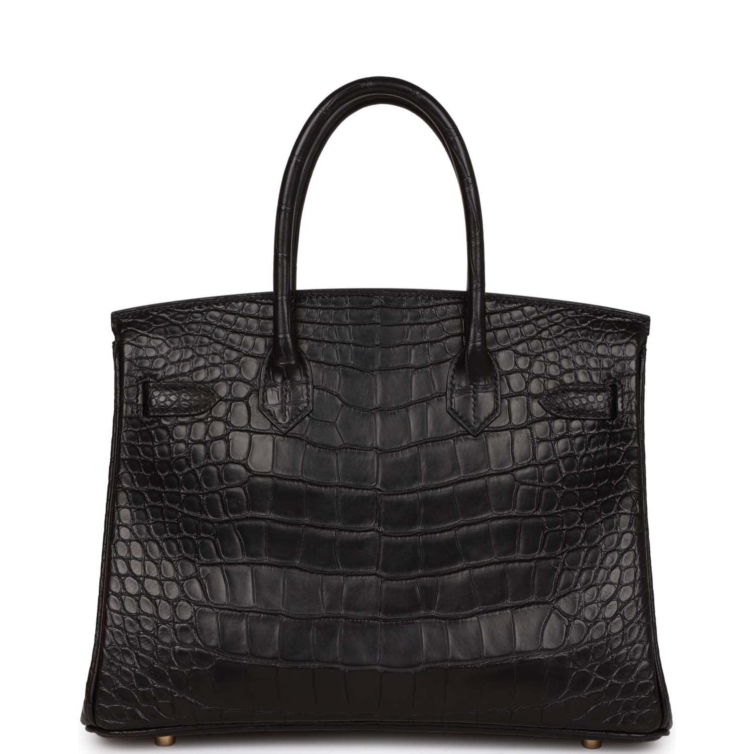 Birkin 30 Black Matte Alligator Gold Hardware - tntwear1