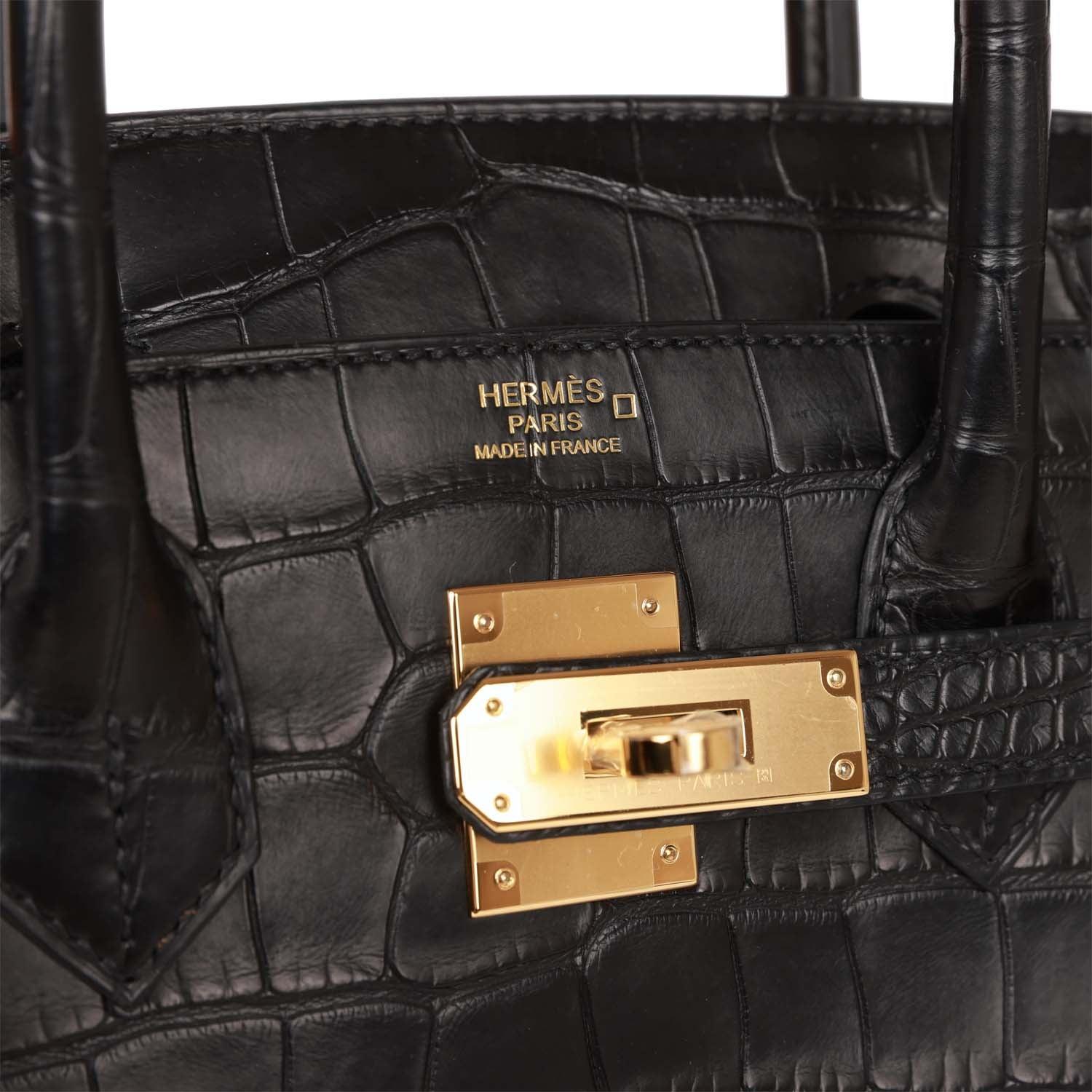 Birkin 30 Black Matte Alligator Gold Hardware - tntwear1