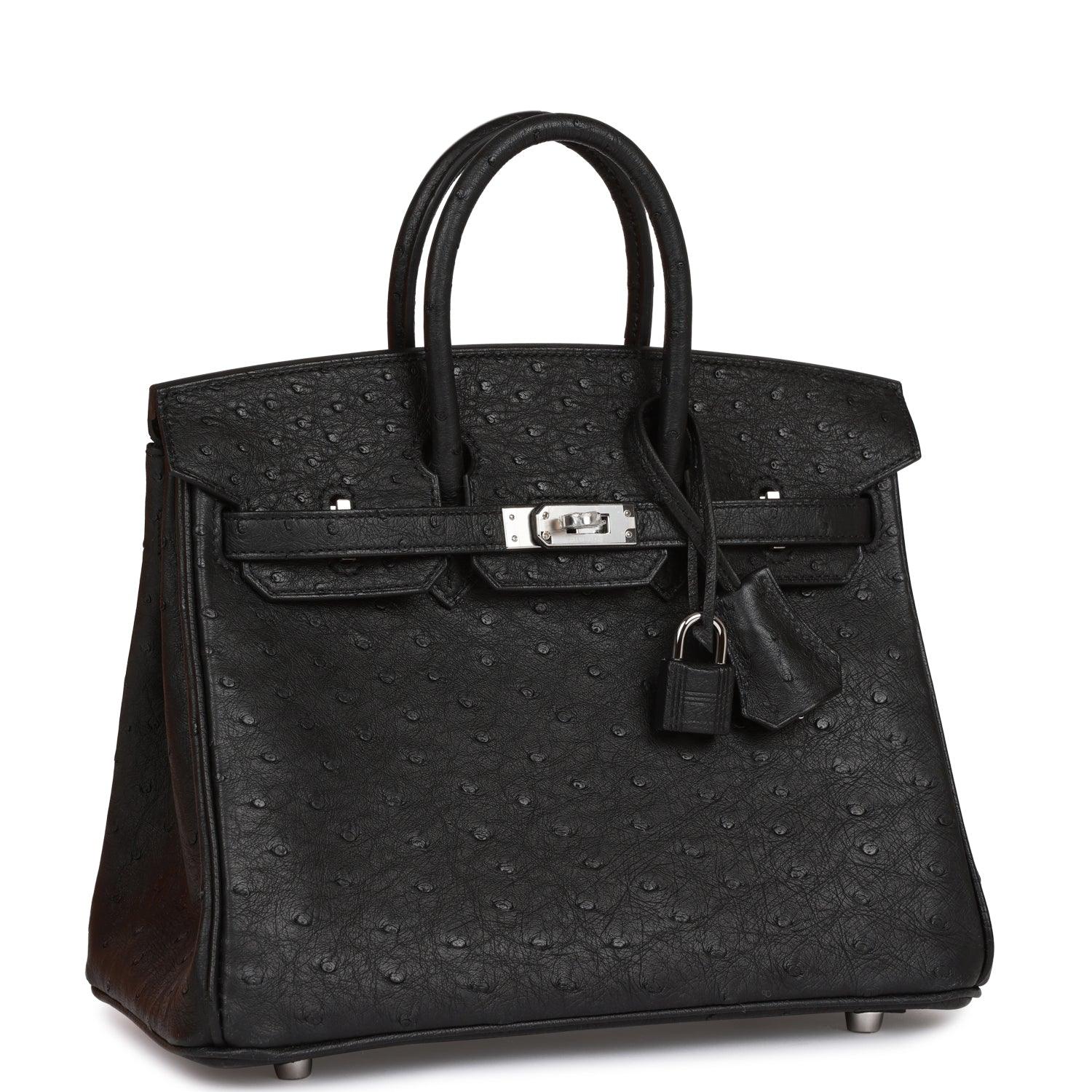 HRMS Birkin 25 Black Ostrich Palladium Hardware - tntwear1