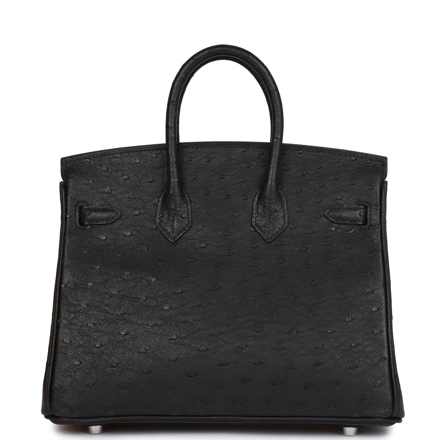 HRMS Birkin 25 Black Ostrich Palladium Hardware - tntwear1