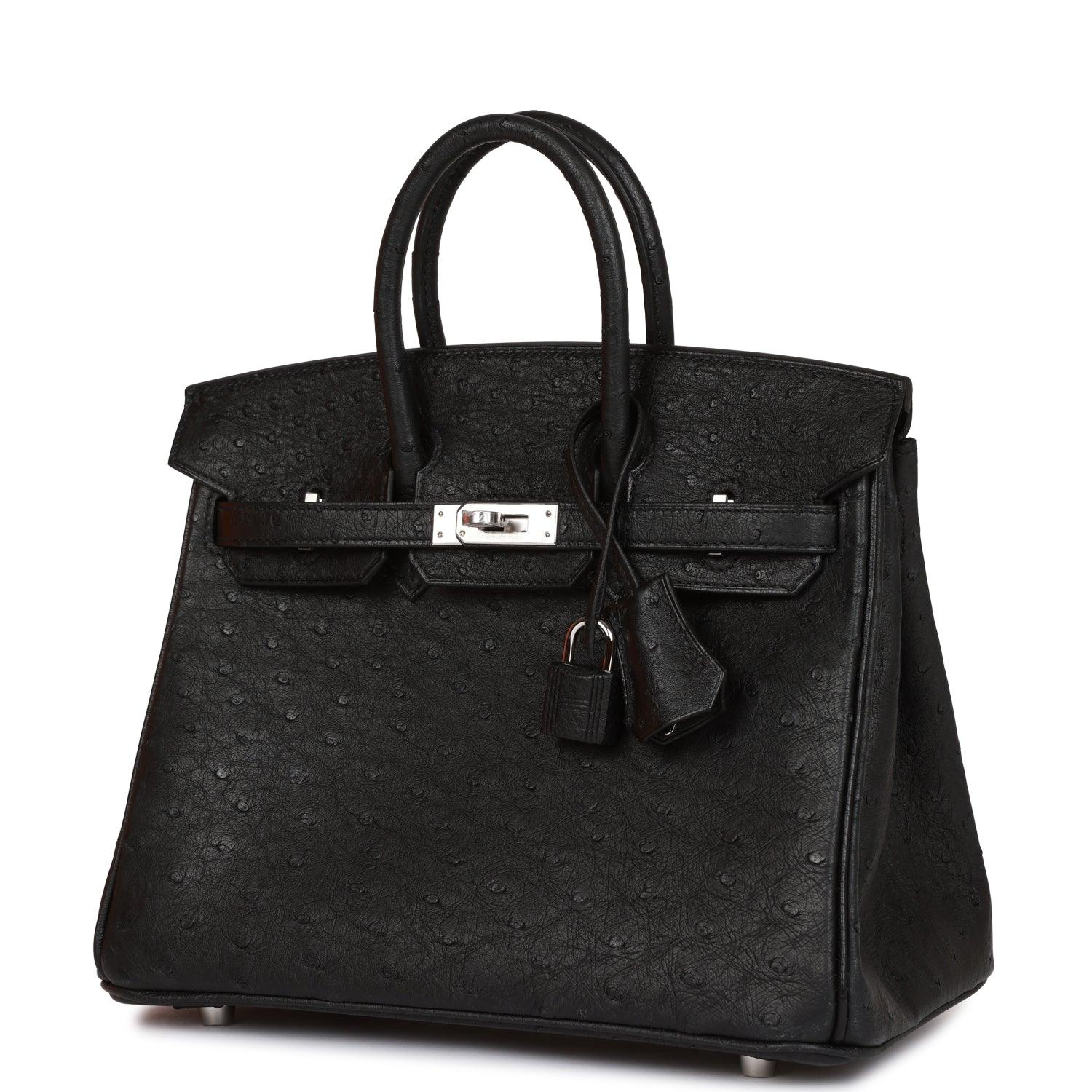 HRMS Birkin 25 Black Ostrich Palladium Hardware - tntwear1