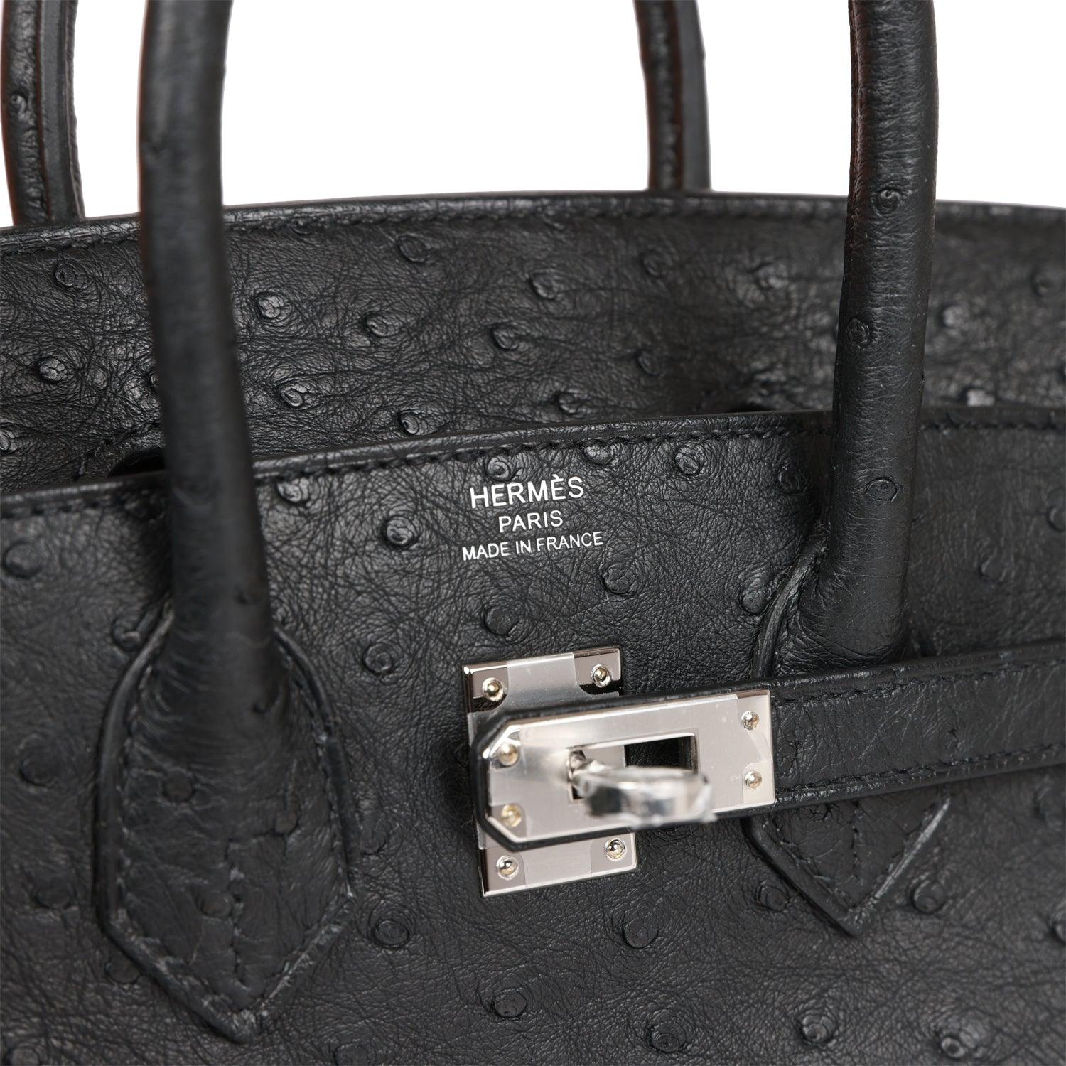 HRMS Birkin 25 Black Ostrich Palladium Hardware - tntwear1