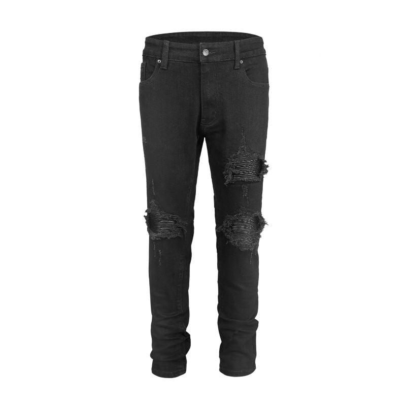 Destroyed Biker Denim - Black - tntwear1