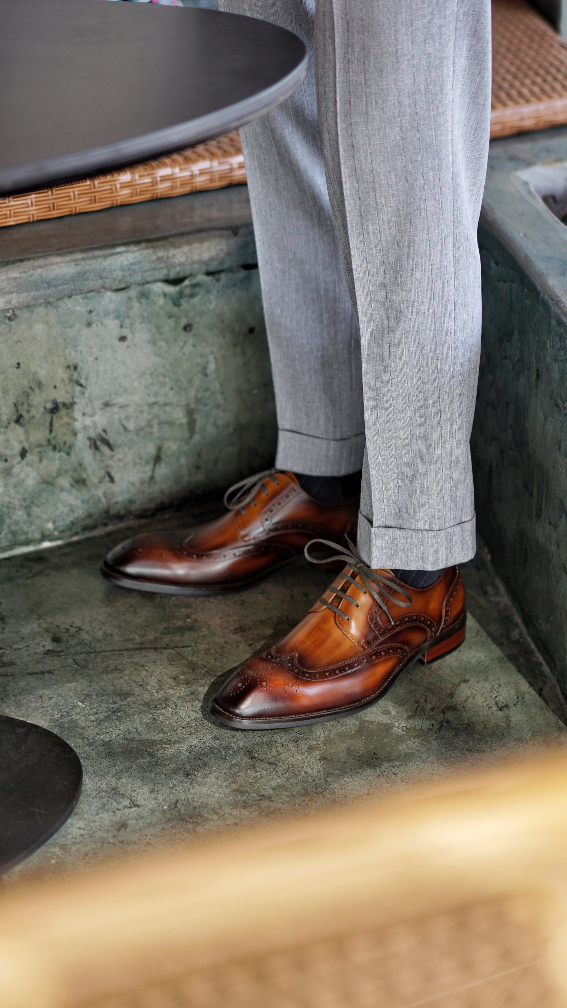 Hand-Painted Brown & Black Shaded Derby Shoes