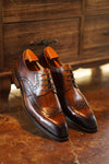 Hand-Painted Brown & Black Shaded Derby Shoes