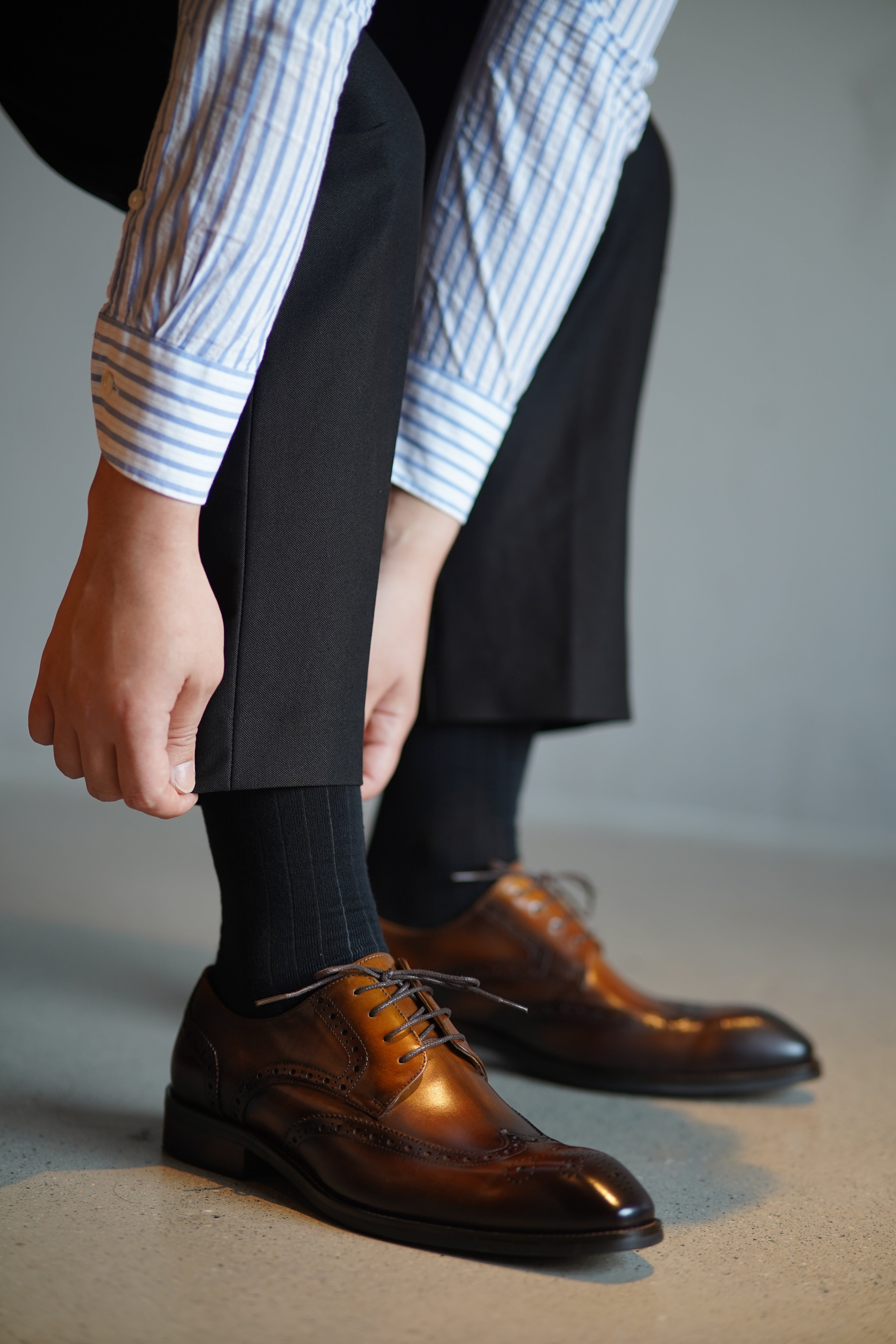 Hand-Painted Brown & Black Shaded Derby Shoes