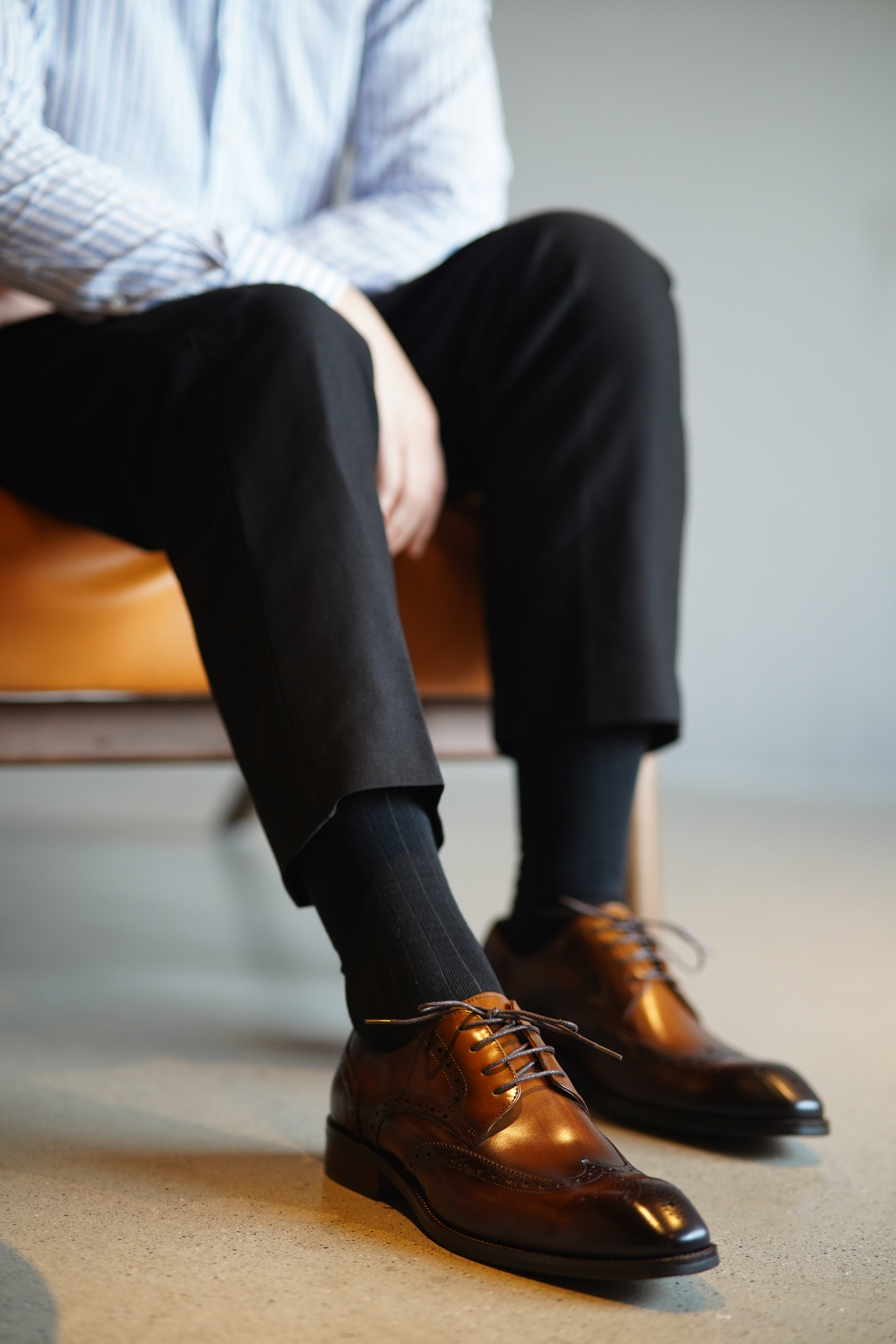 Hand-Painted Brown & Black Shaded Derby Shoes