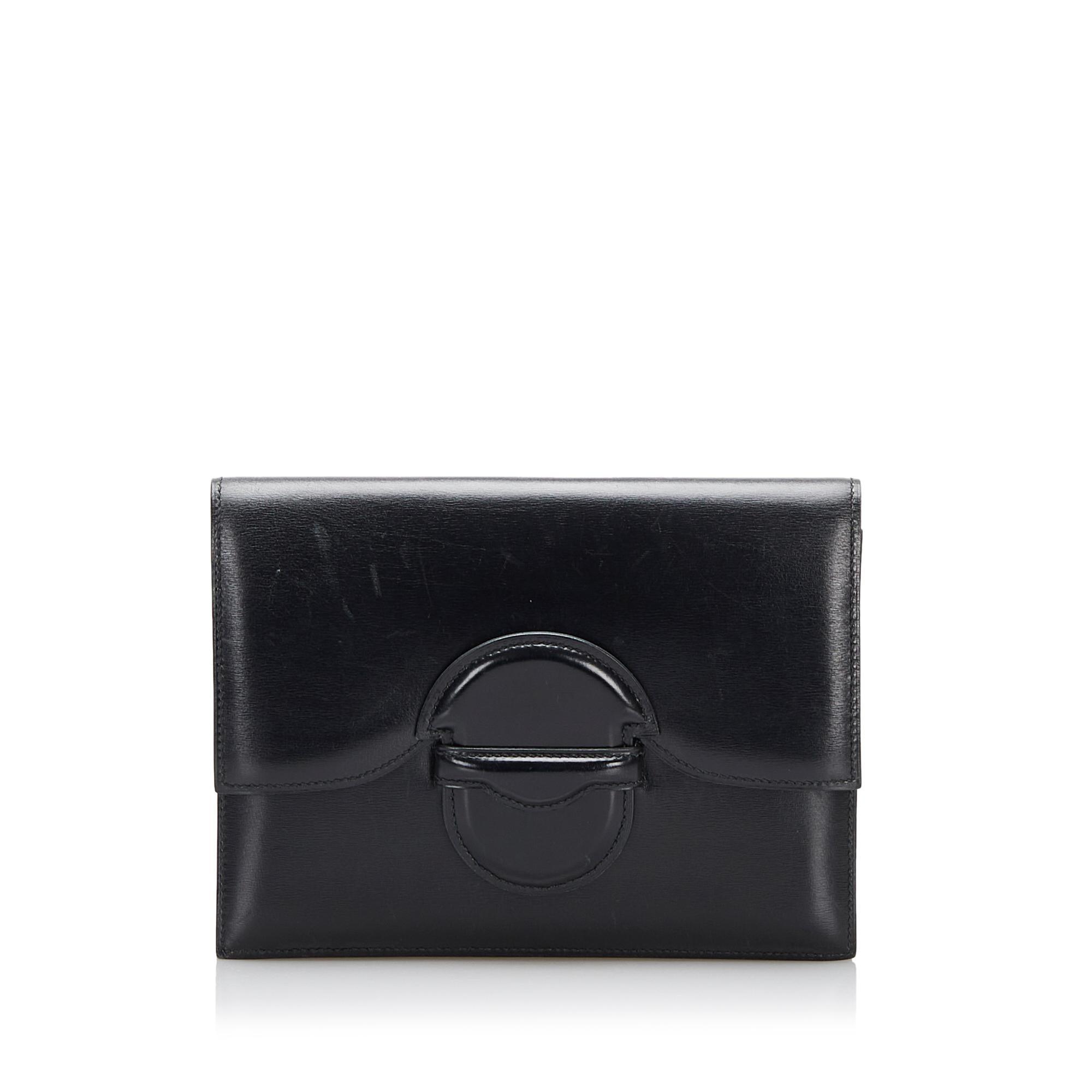 HMS Box Calf Leather Clutch Bag - tntwear1