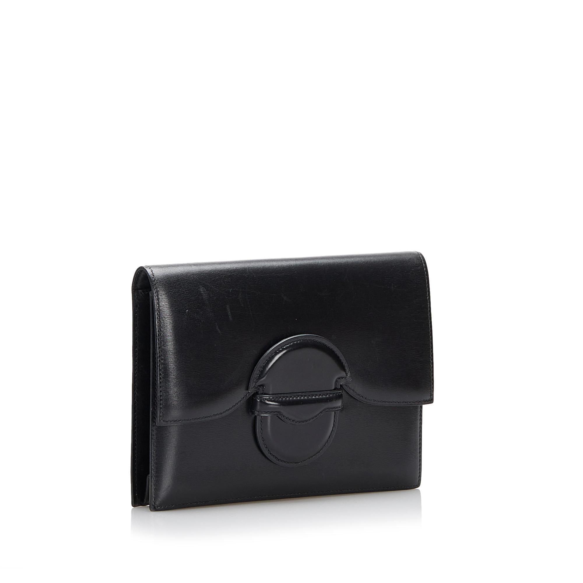 HMS Box Calf Leather Clutch Bag - tntwear1