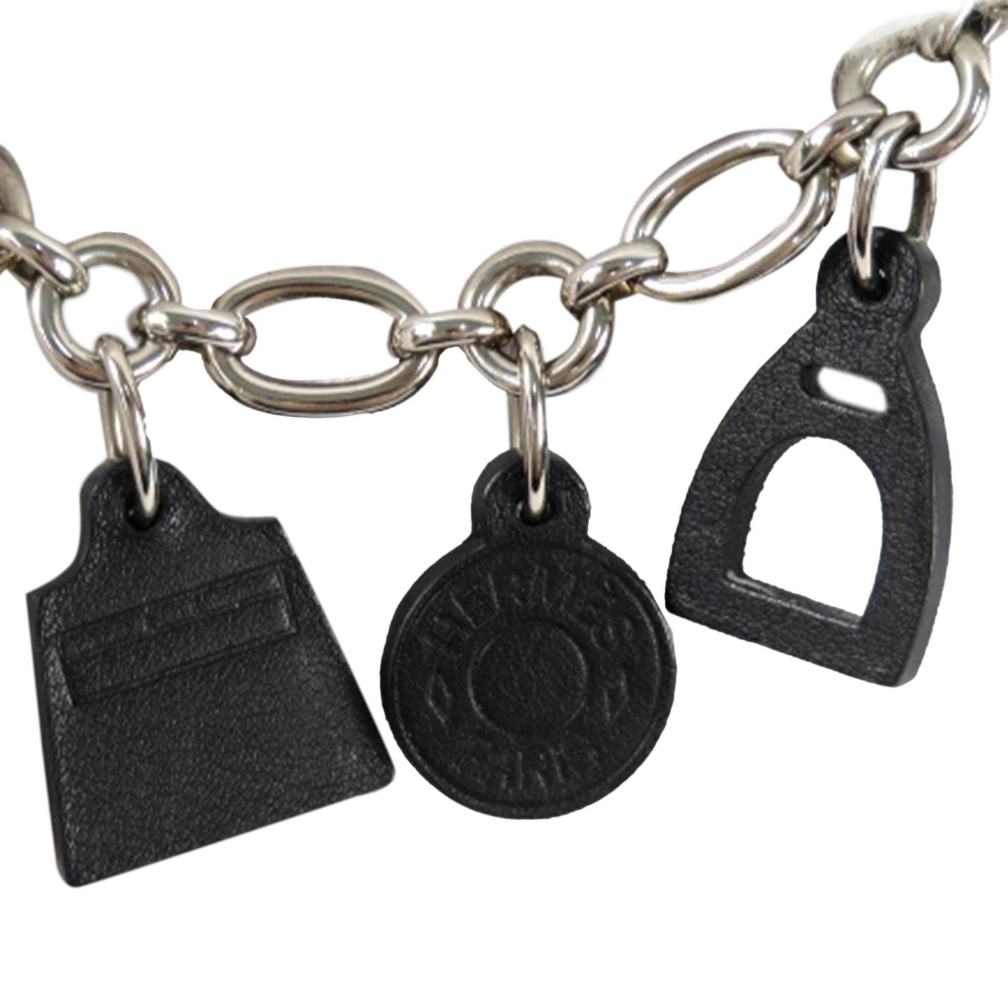 Olga Breloque Palladium and Leather Bag Charm - tntwear1