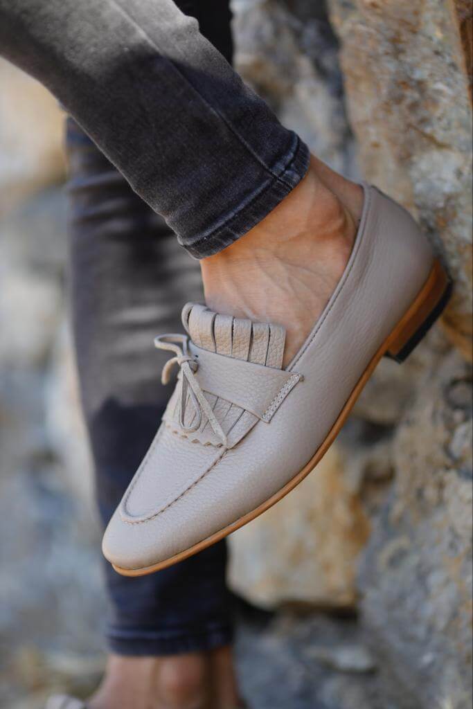 Beige Kiltie Loafers