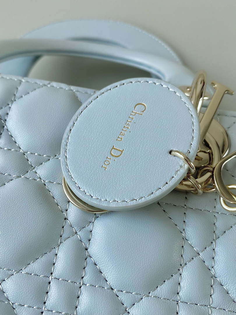 Small Lady CD Bag Light Blue Cannage Lambskin