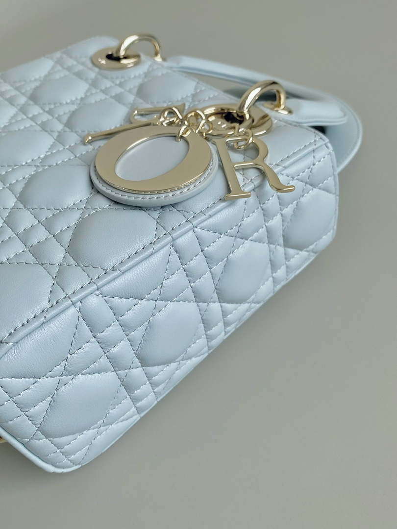 Small Lady CD Bag Light Blue Cannage Lambskin