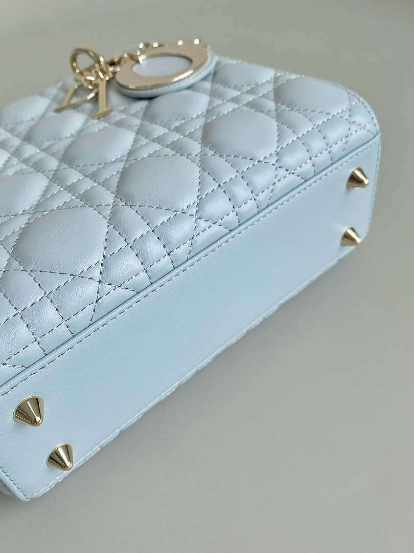 Small Lady CD Bag Light Blue Cannage Lambskin