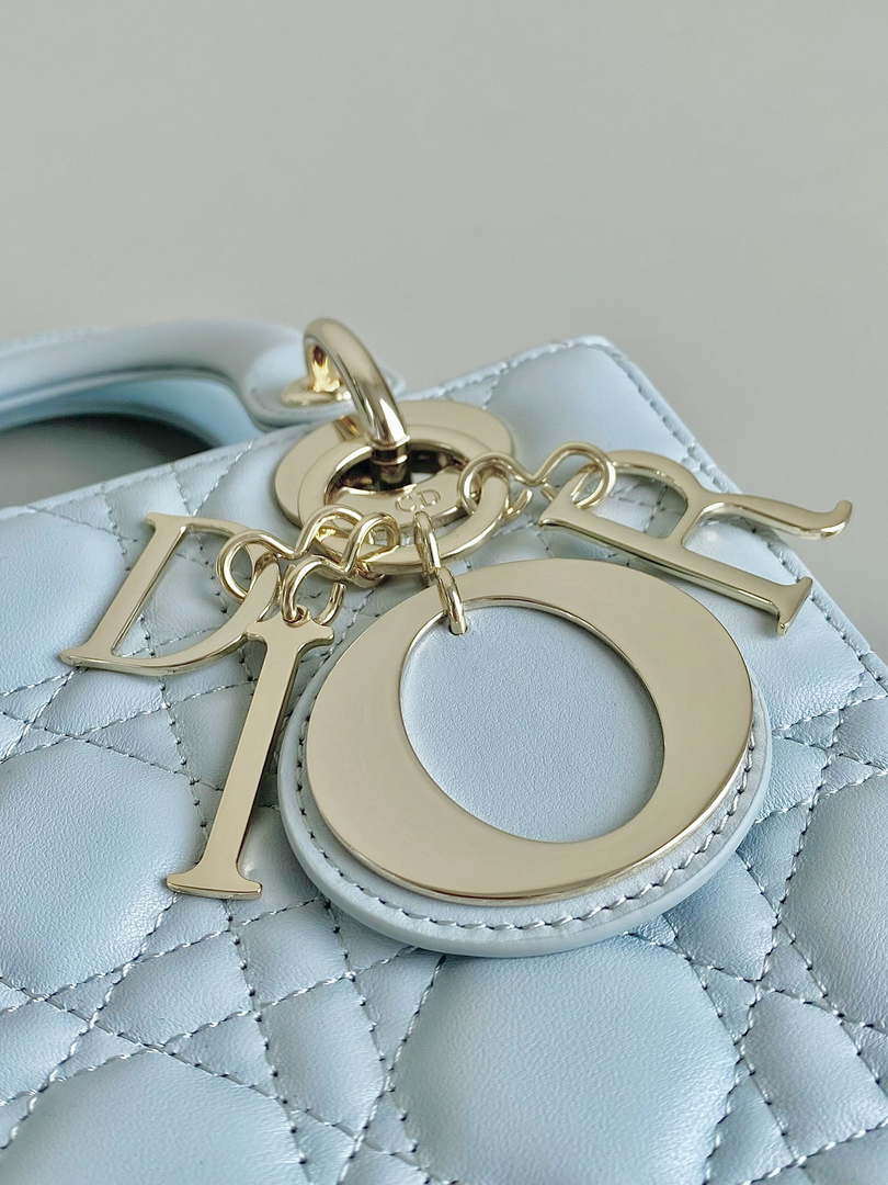 Small Lady CD Bag Light Blue Cannage Lambskin