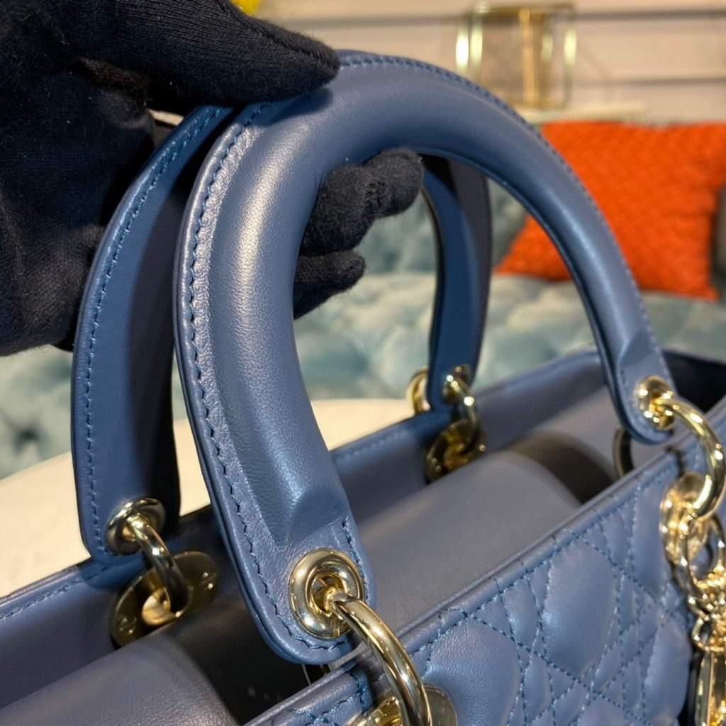 Large Lady CD Bag Blue Cannage Lambskin