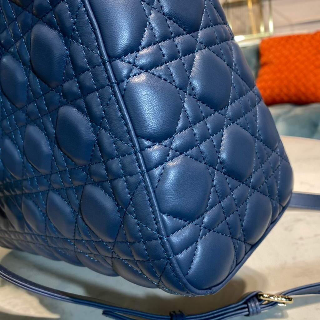 Large Lady CD Bag Blue Cannage Lambskin