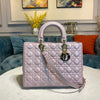 Large Lady CD Bag Silver Pink Cannage Lambskin