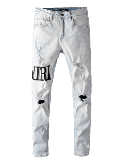 White Writing Classic Jeans