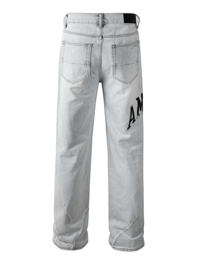 Washed Light Baggy Writing Jeans