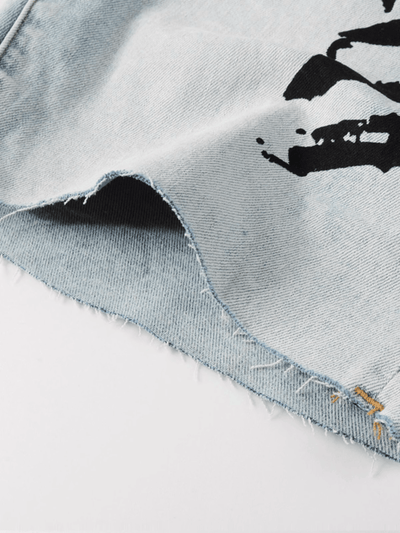 Light Washed Writing Jeans