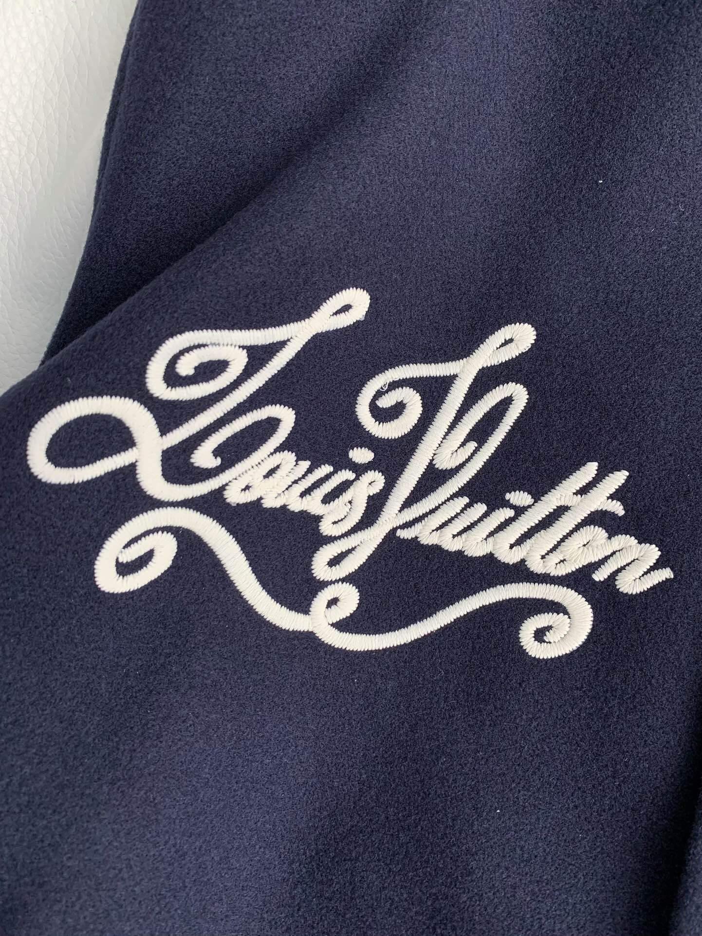 LV Calfskin Navy Varsity Jacket - tntwear1