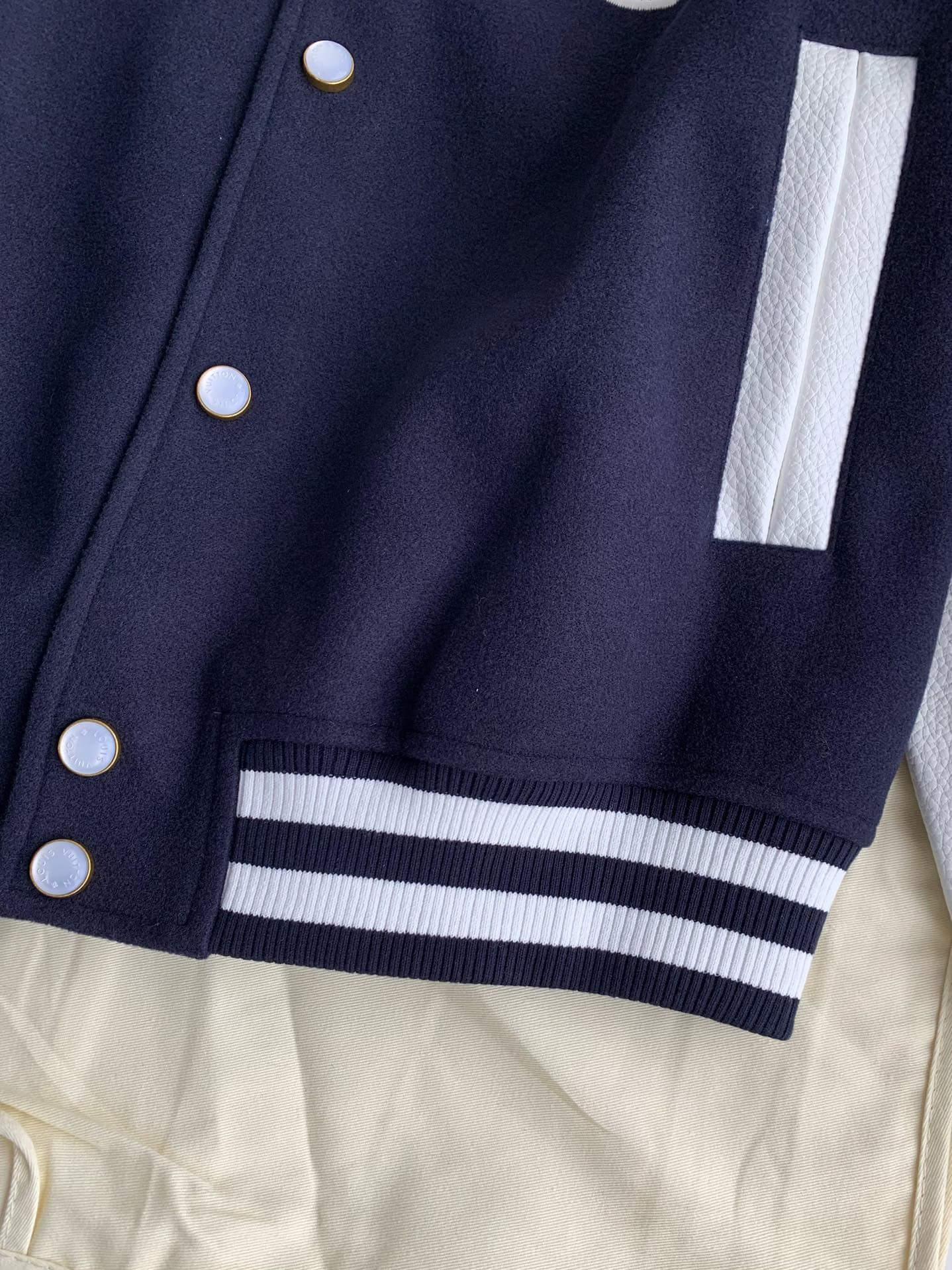 LV Calfskin Navy Varsity Jacket - tntwear1