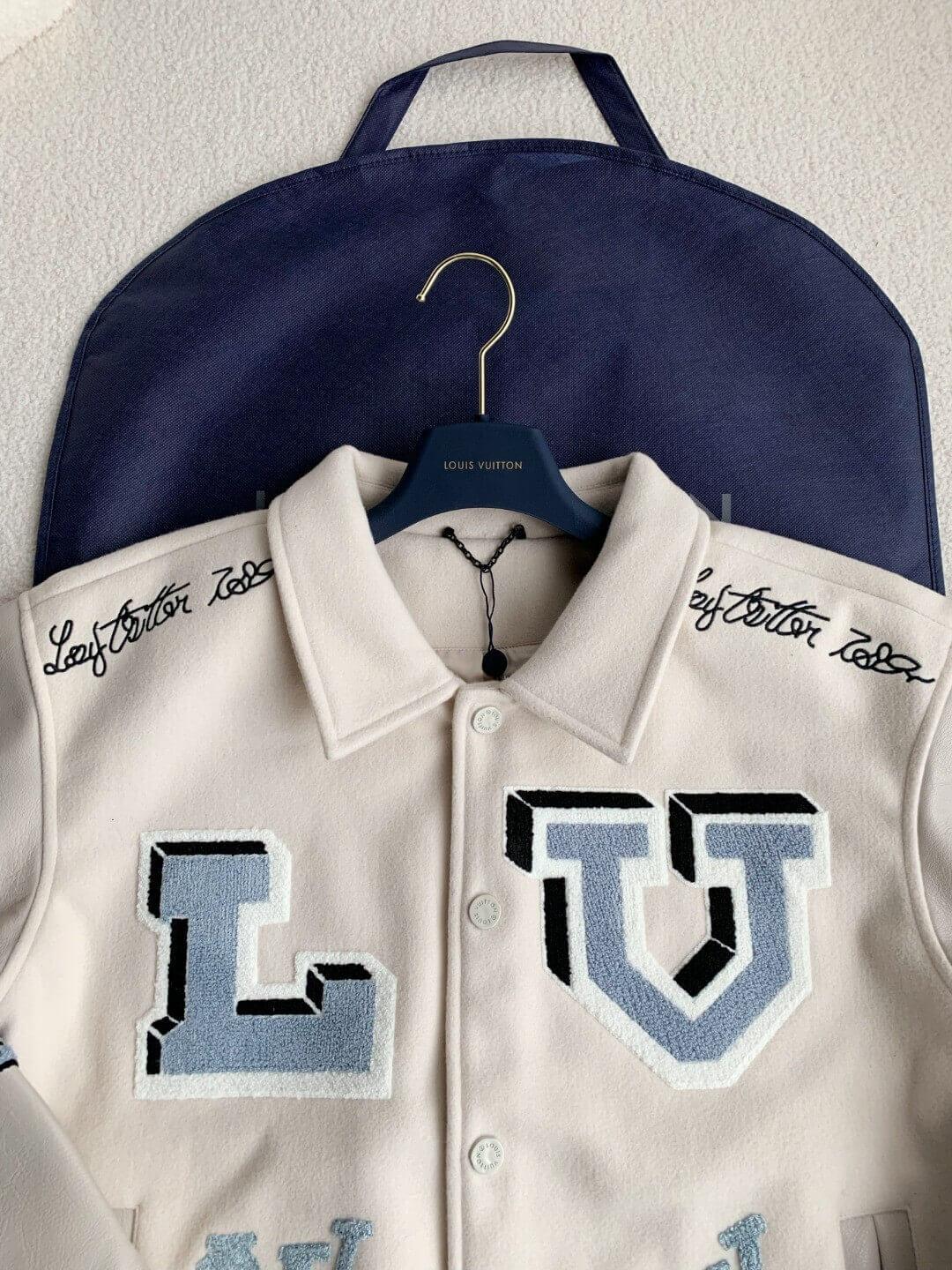 LV Cream Varsity Jacket - tntwear1