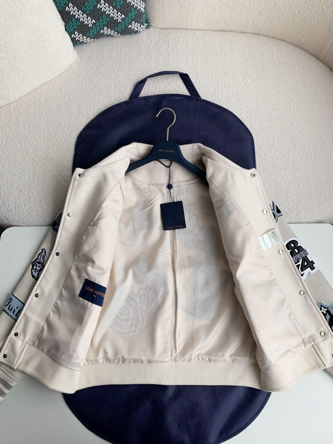 LV Cream Varsity Jacket - tntwear1