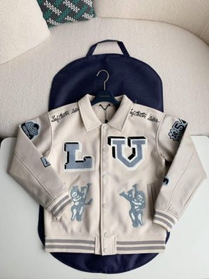 LV Cream Varsity Jacket - tntwear1