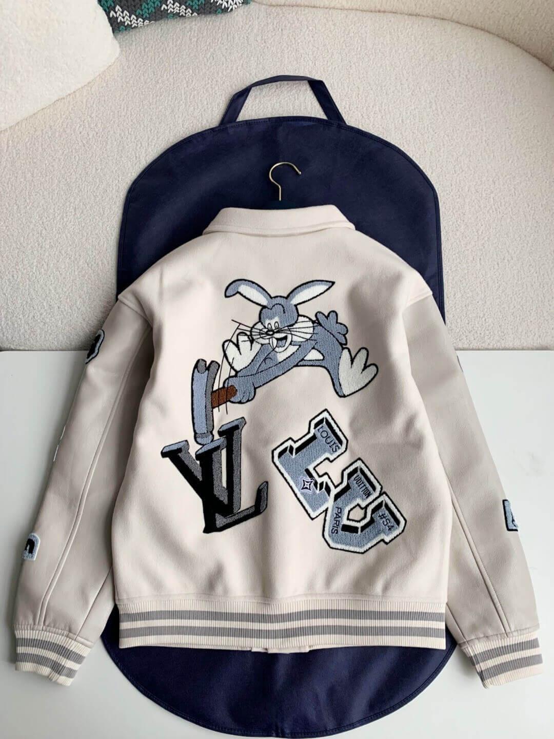 LV Cream Varsity Jacket - tntwear1