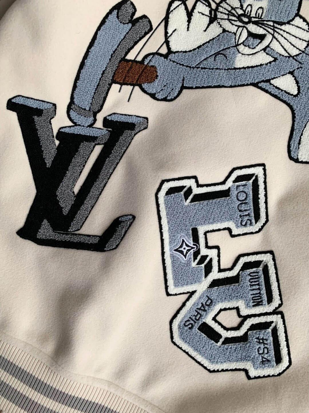 LV Cream Varsity Jacket - tntwear1